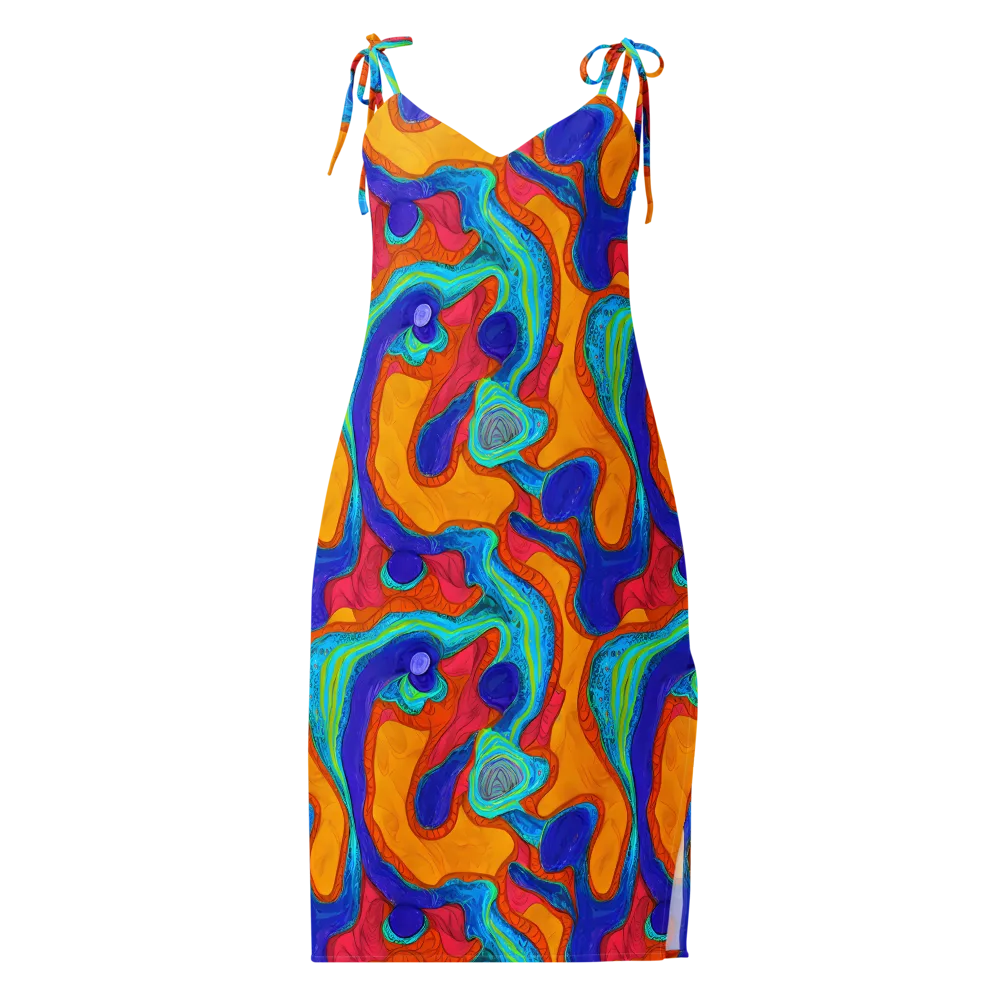 Tangerine Vortex on Slip Dress — Front