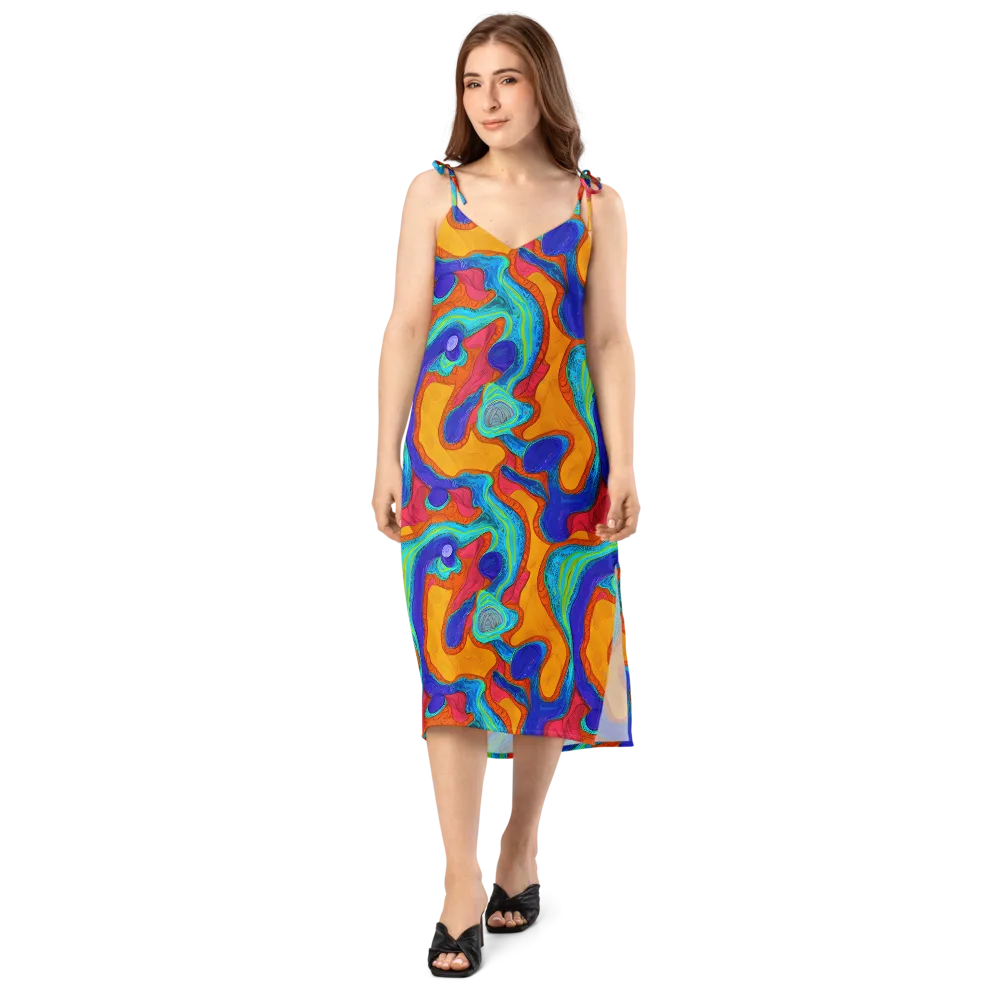 Tangerine Vortex on Slip Dress — Front