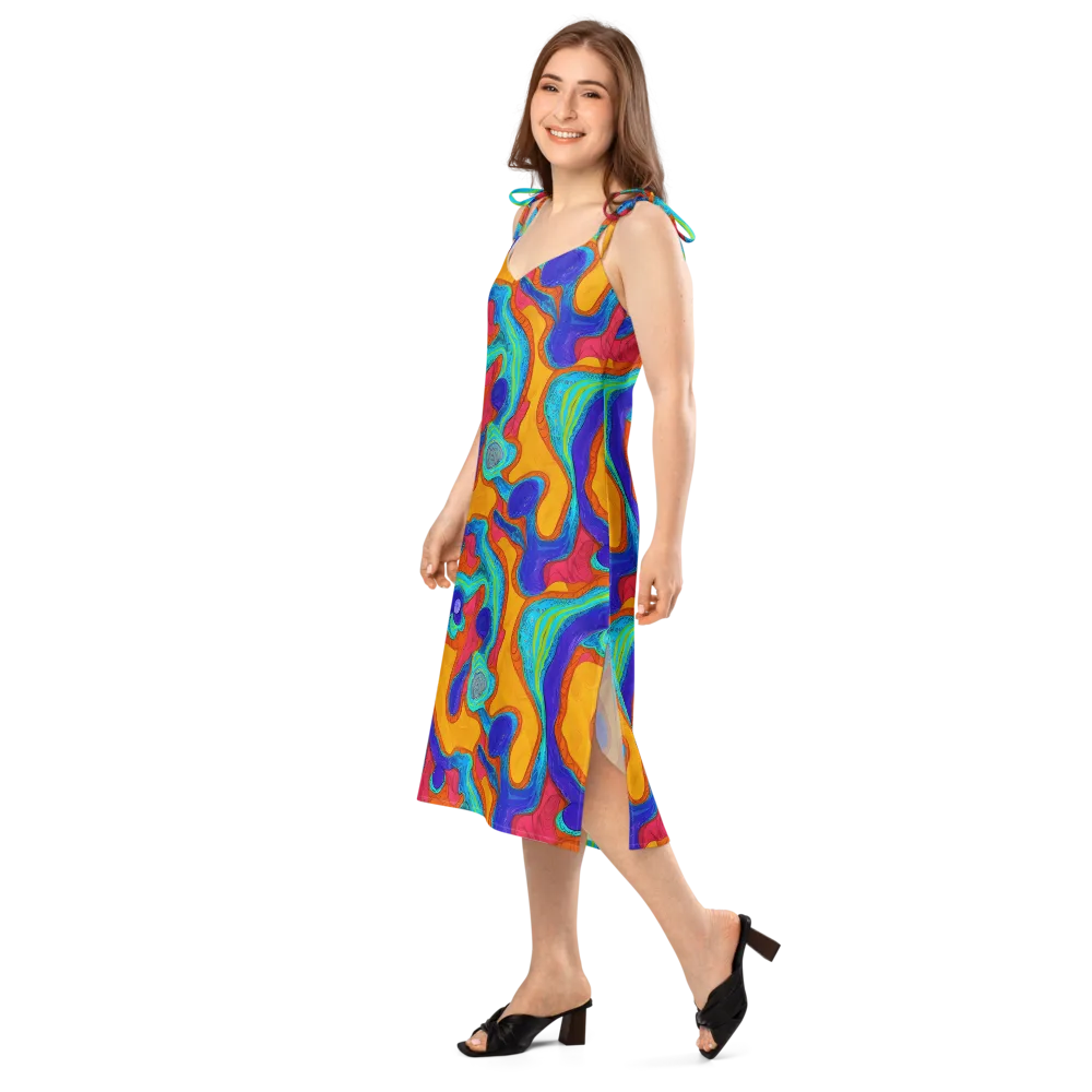 Tangerine Vortex on Slip Dress — Left Front