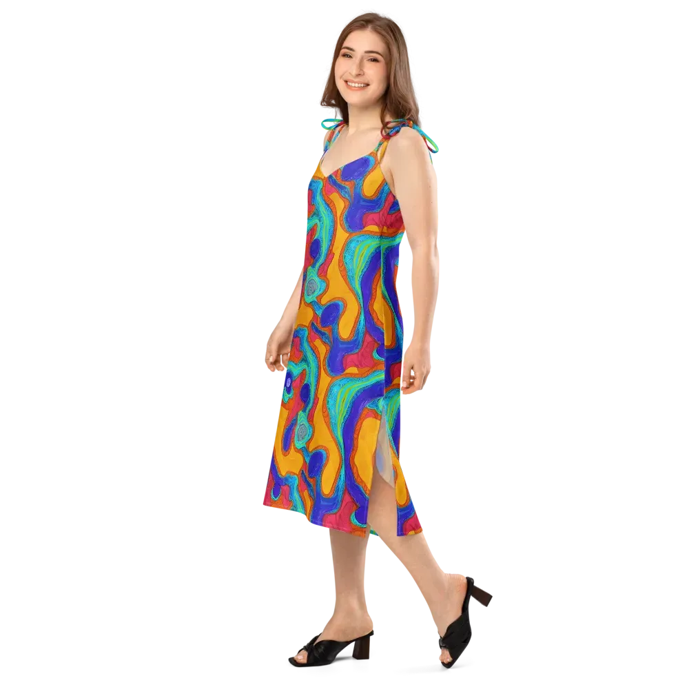 Tangerine Vortex on Slip Dress — Left Front