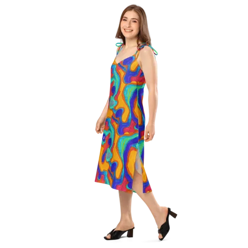Tangerine Vortex on a Slip Dress