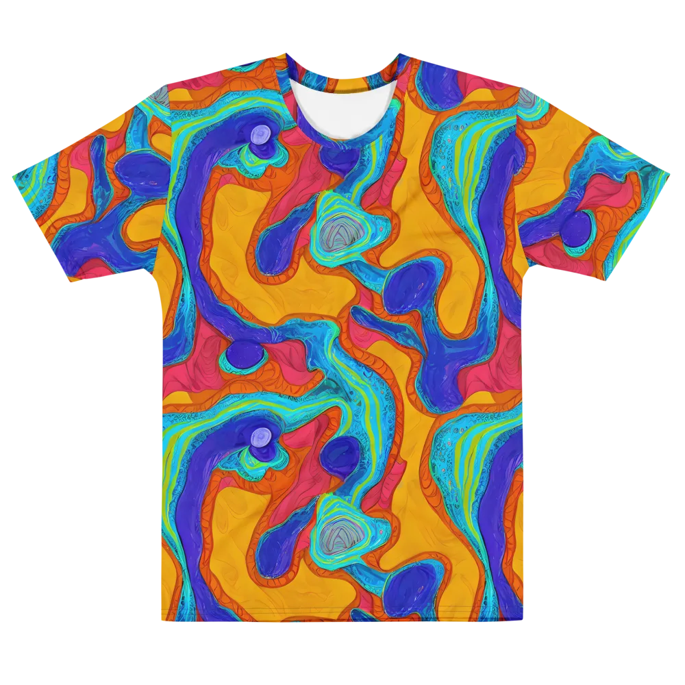 Tangerine Vortex on Men's Cotton Crew Neck T-Shirt — Front