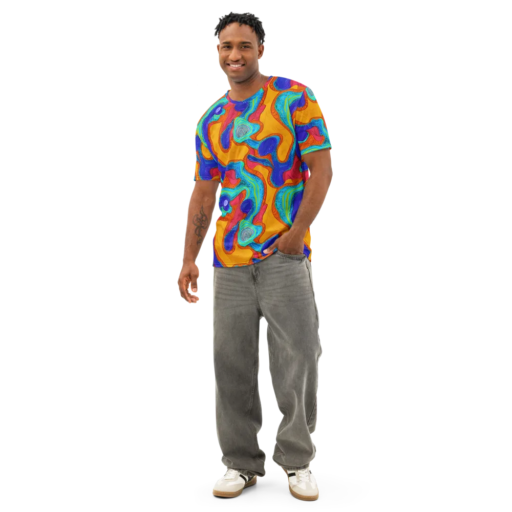 Tangerine Vortex on Men's Cotton Crew Neck T-Shirt — Front