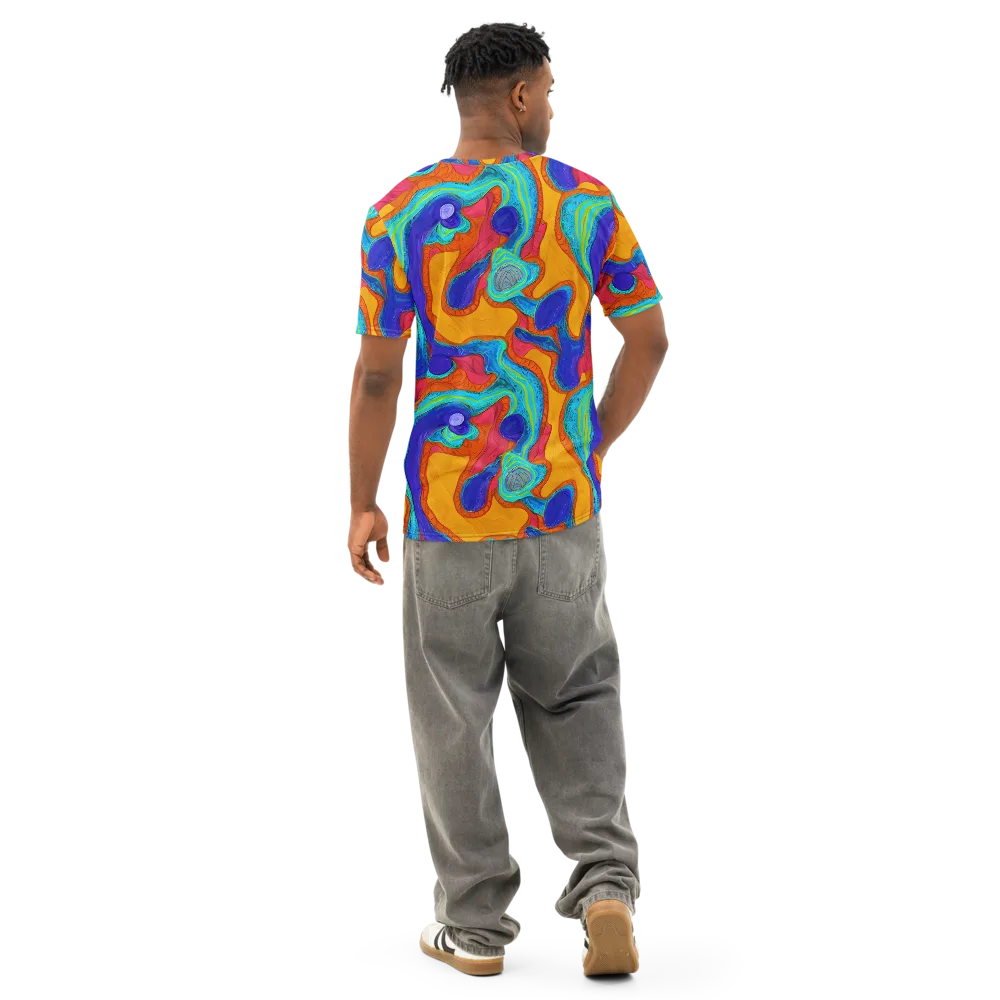 Tangerine Vortex on Men's Cotton Crew Neck T-Shirt — Back