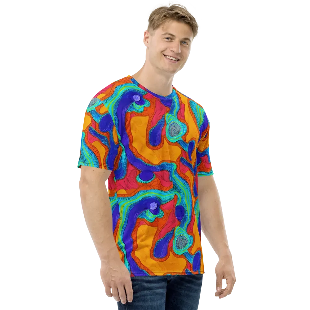 Tangerine Vortex on Men's Crew Neck T-Shirt — Right