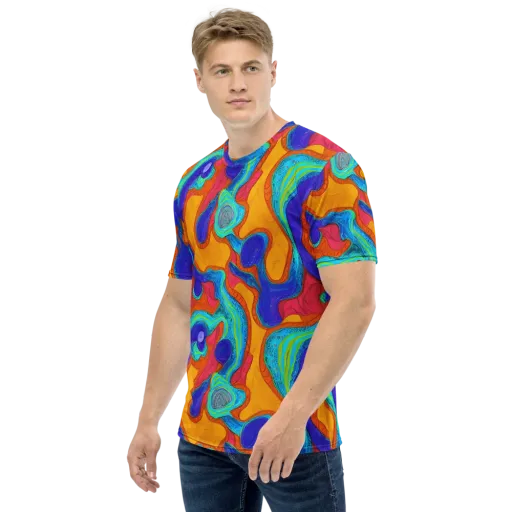 Tangerine Vortex on a Men's Crew Neck T-Shirt