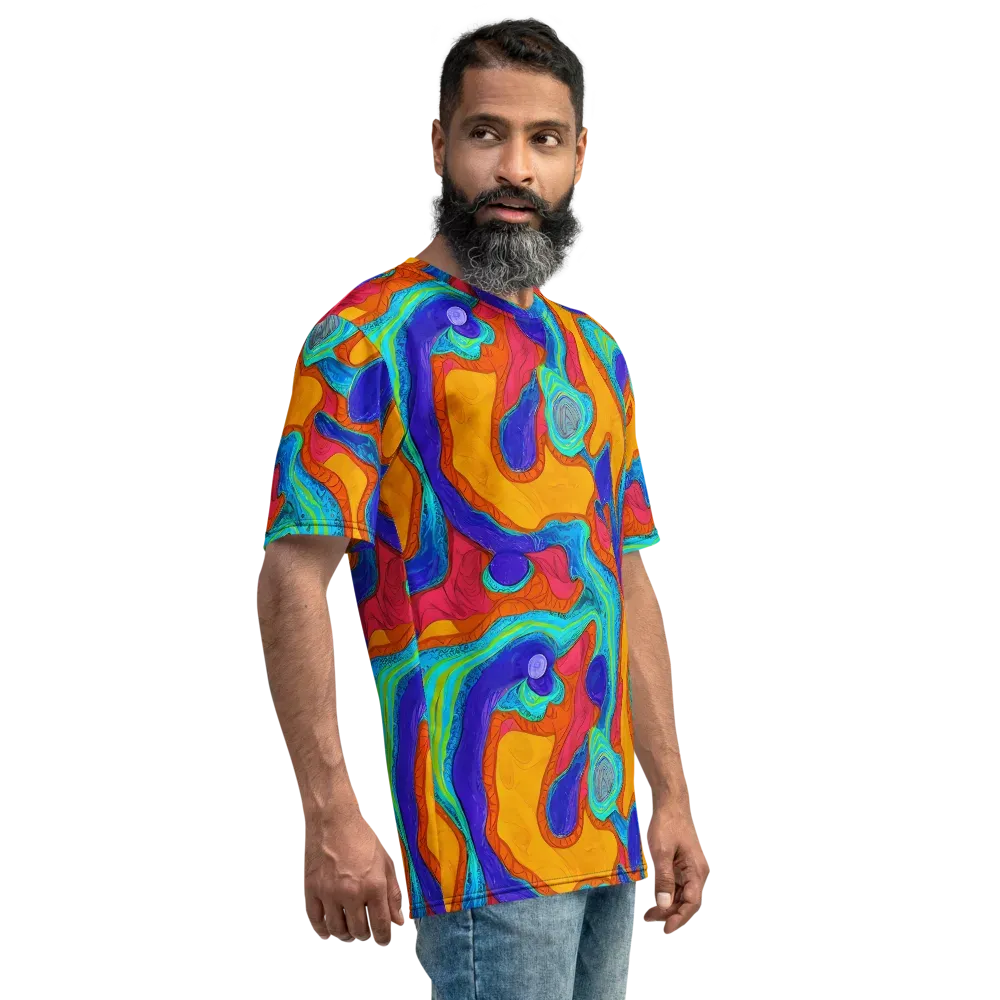 Tangerine Vortex on Men's Crew Neck T-Shirt — Right