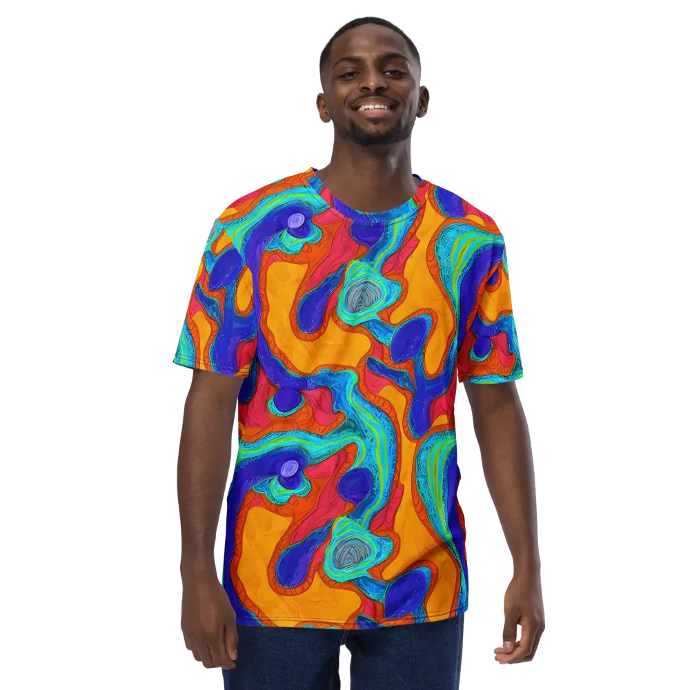 Tangerine Vortex on Men's Crew Neck T-Shirt — Front