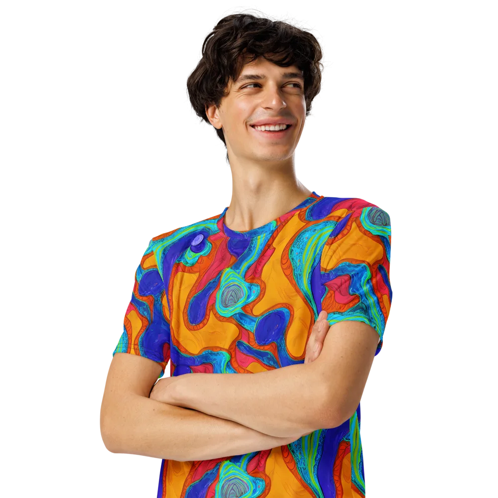Tangerine Vortex on Men's Crew Neck T-Shirt — Left Front