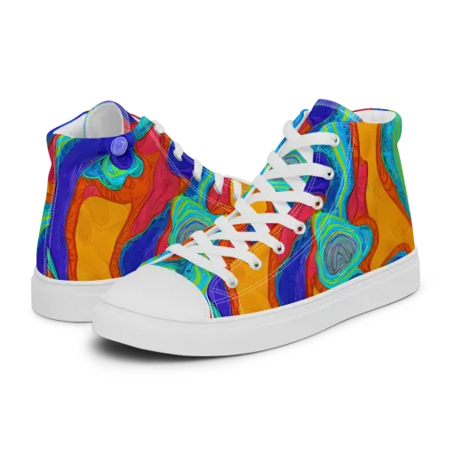 Tangerine Vortex on a Men's High Top Canvas Shoes