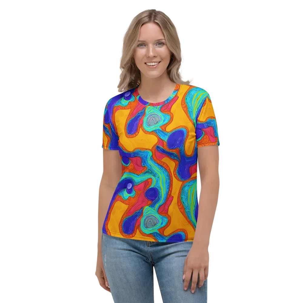 Tangerine Vortex on Women's Crew Neck T-Shirt — Front