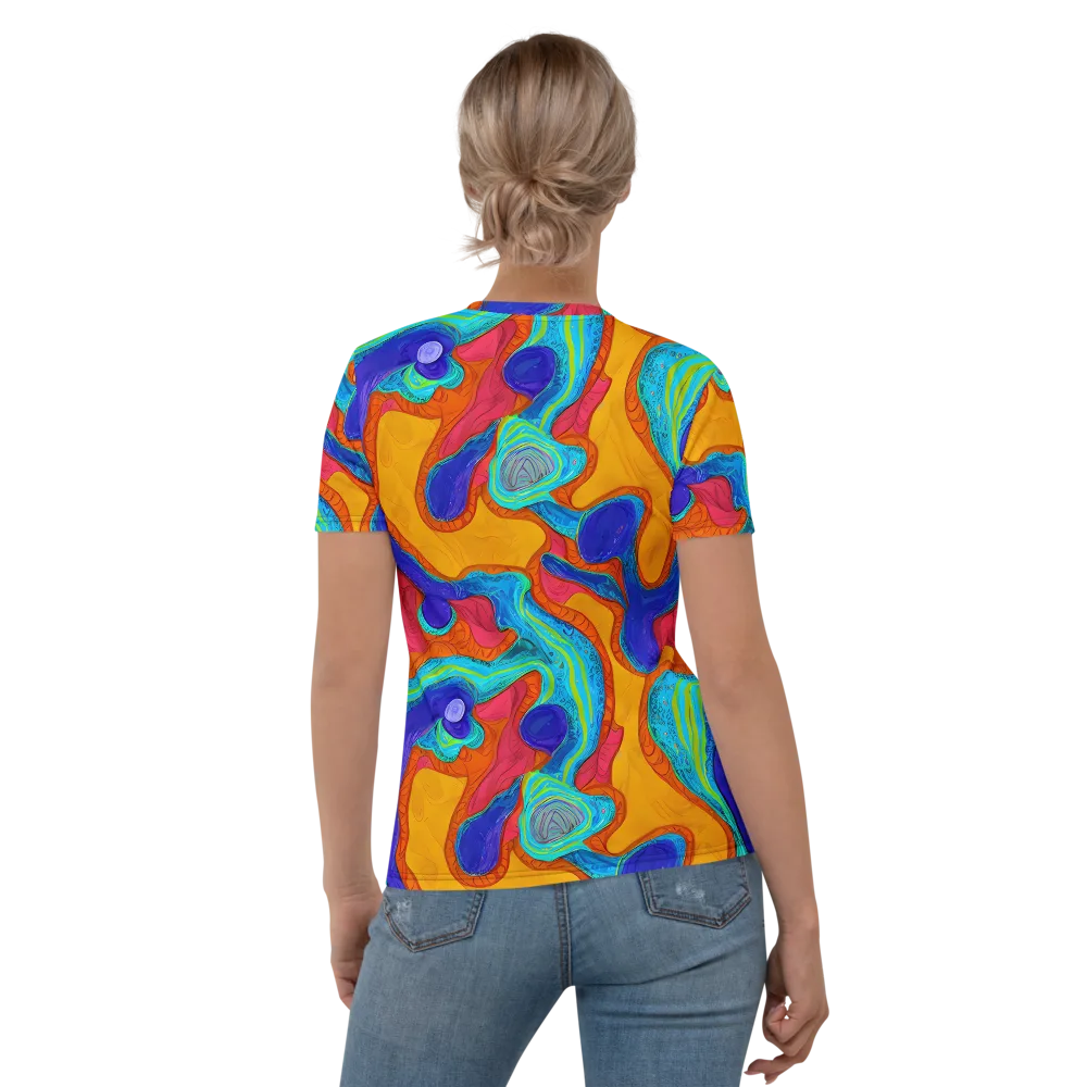 Tangerine Vortex on Women's Crew Neck T-Shirt — Back