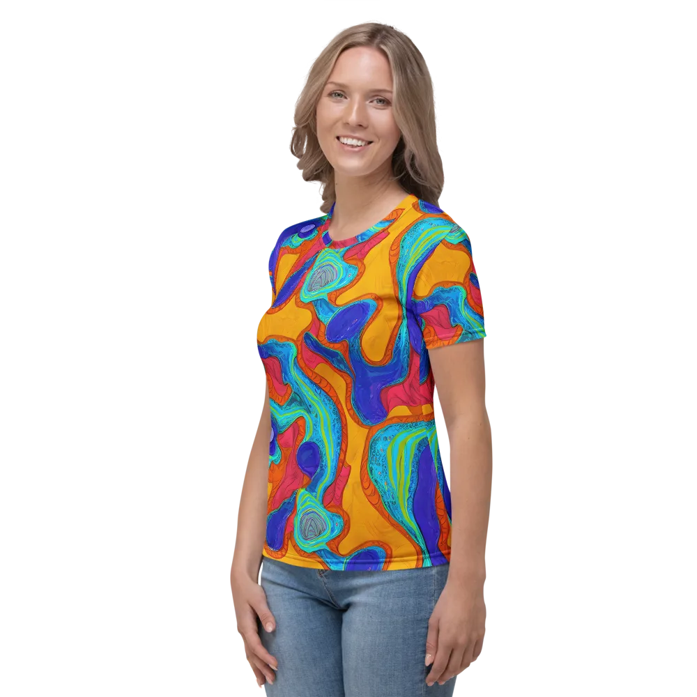 Tangerine Vortex on Women's Crew Neck T-Shirt — Left