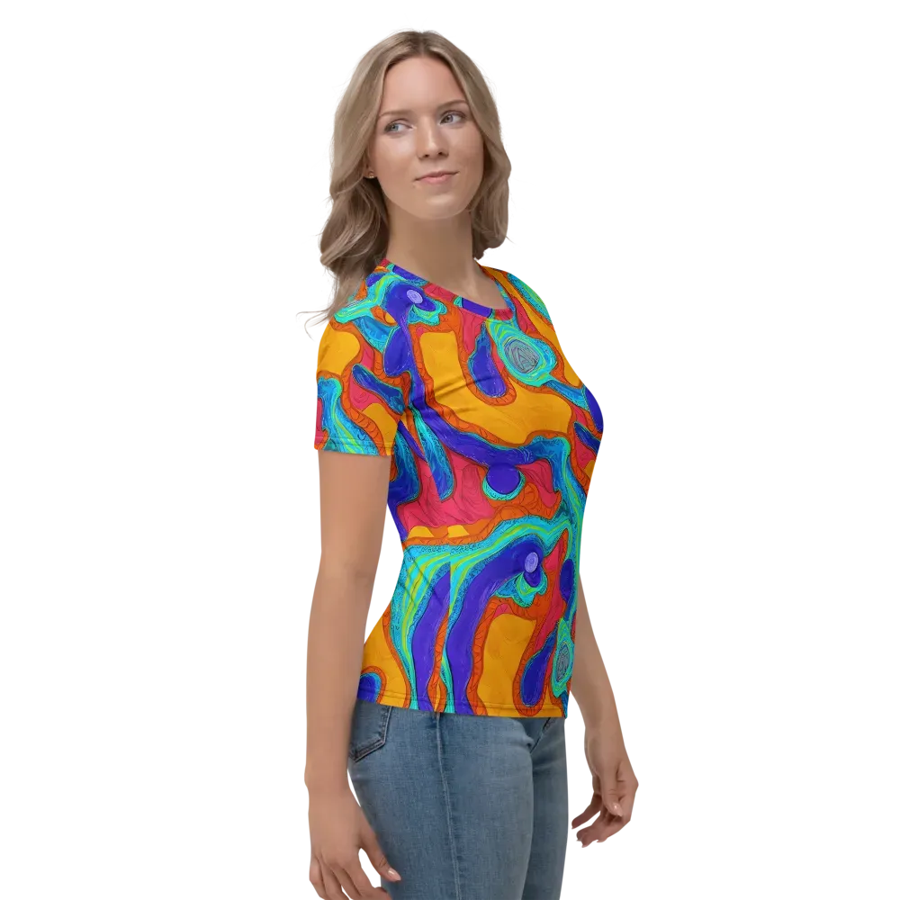 Tangerine Vortex on Women's Crew Neck T-Shirt — Right