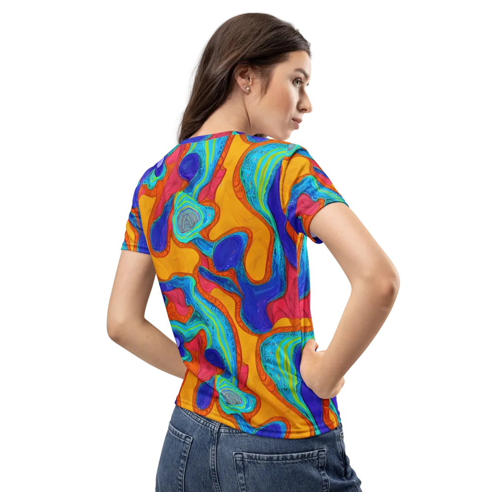 Tangerine Vortex on Women's Crew Neck T-Shirt — Back