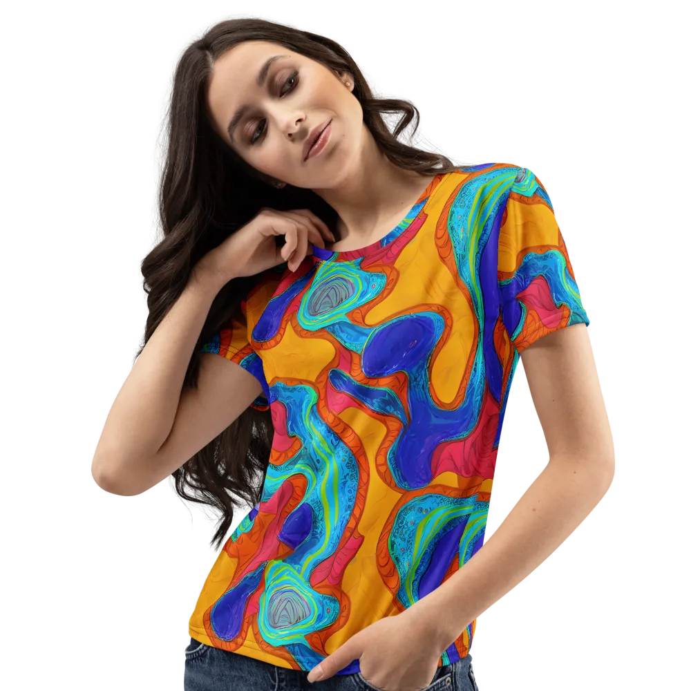 Tangerine Vortex on Women's Crew Neck T-Shirt — Left Front