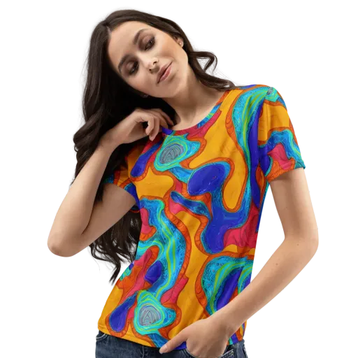 Tangerine Vortex on a Women's Crew Neck T-Shirt