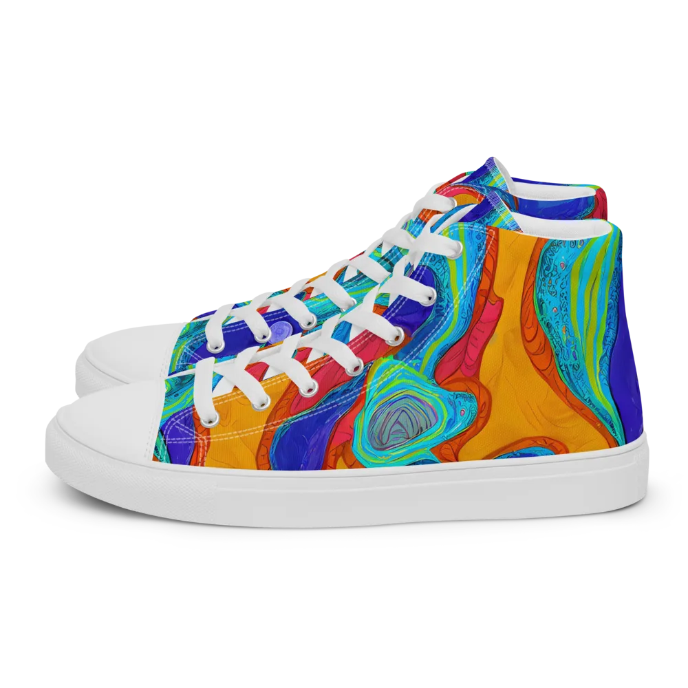 Tangerine Vortex on Women's High Top Canvas Shoes — Left