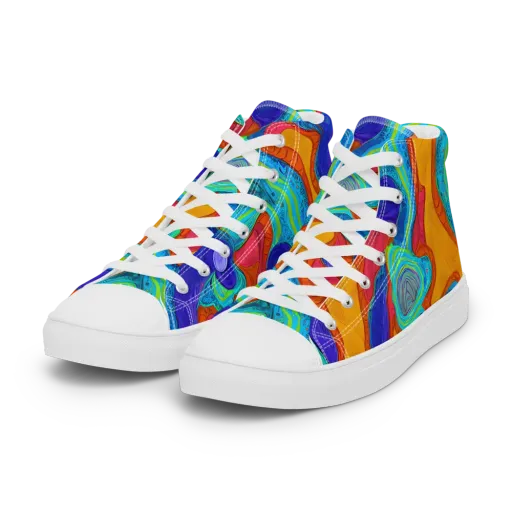 Tangerine Vortex on a Women's High Top Canvas Shoes
