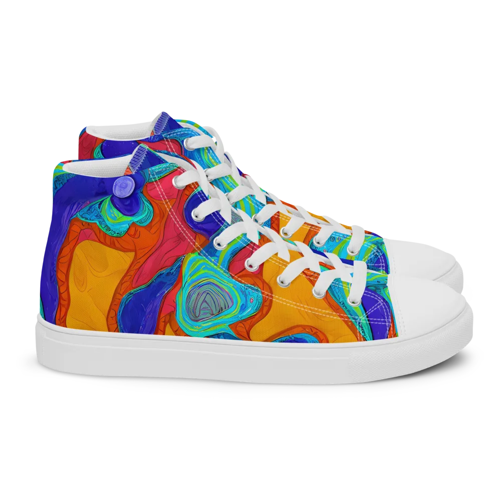 Tangerine Vortex on Women's High Top Canvas Shoes — Right