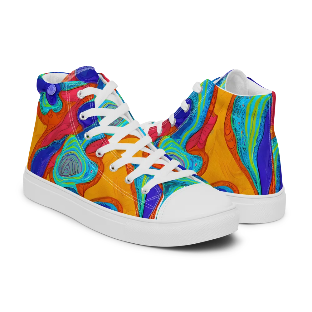 Tangerine Vortex on Women's High Top Canvas Shoes — Right