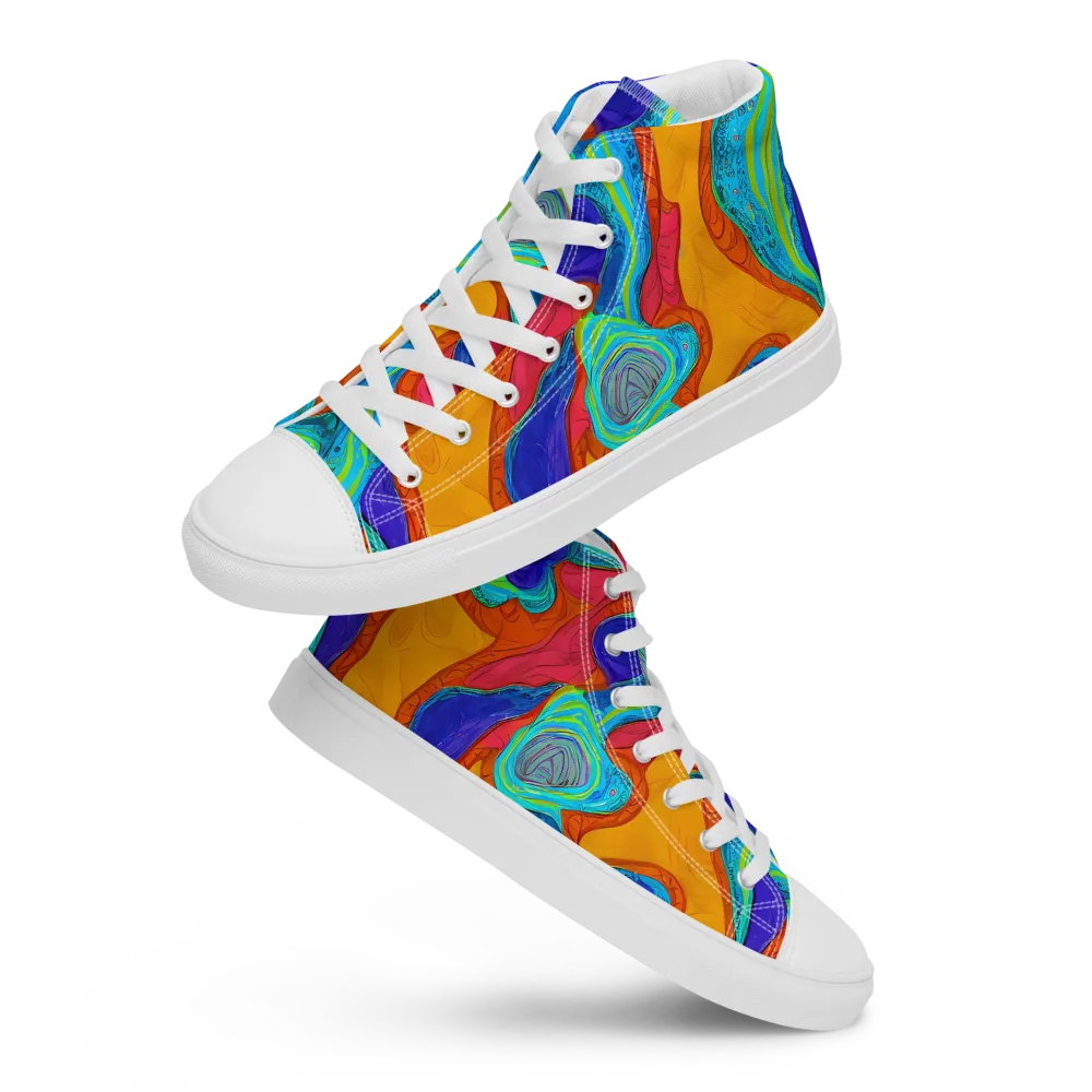 Tangerine Vortex on Women's High Top Canvas Shoes — Front
