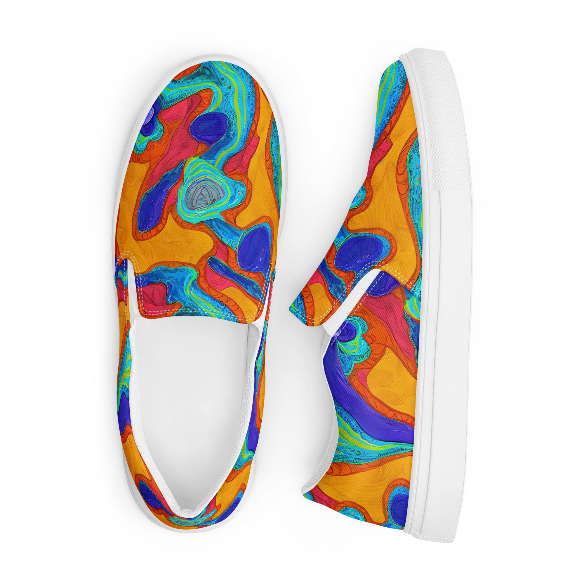 Tangerine Vortex on Men's Slip-On Canvas Shoes — Front