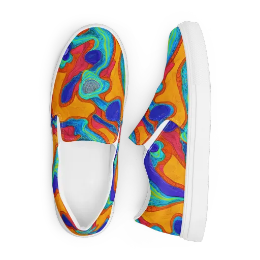 Tangerine Vortex on a Men's Slip-On Canvas Shoes