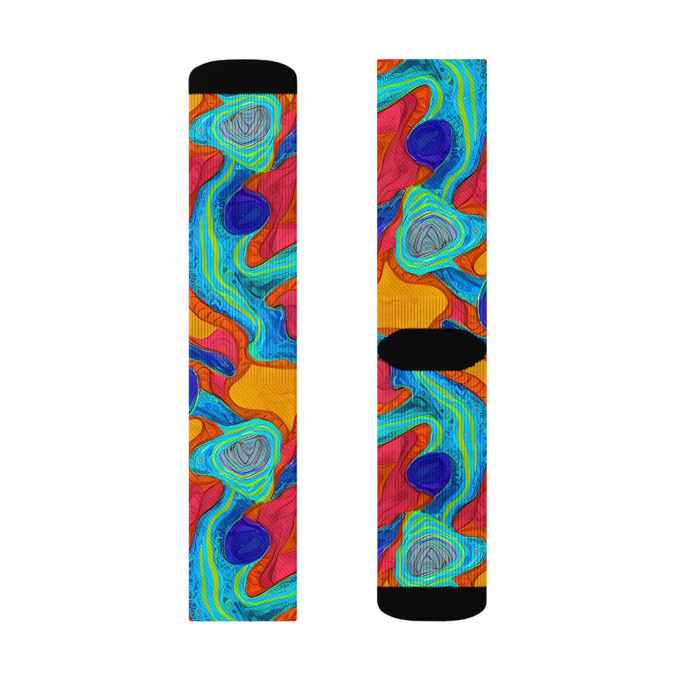 Tangerine Vortex on Socks — Left Sock