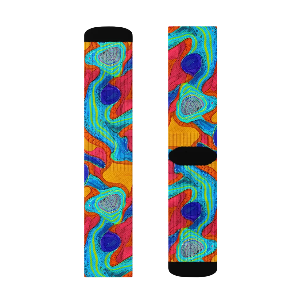 Tangerine Vortex on Socks — Right Sock