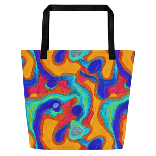 Tangerine Vortex on a Large Tote Bag W/ Pocket