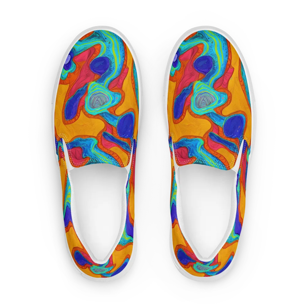 Tangerine Vortex on Women's Slip-On Canvas Shoes — Front
