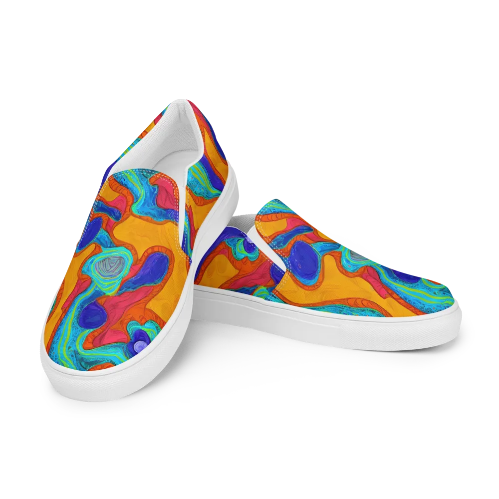 Tangerine Vortex on Women's Slip-On Canvas Shoes — Left Front