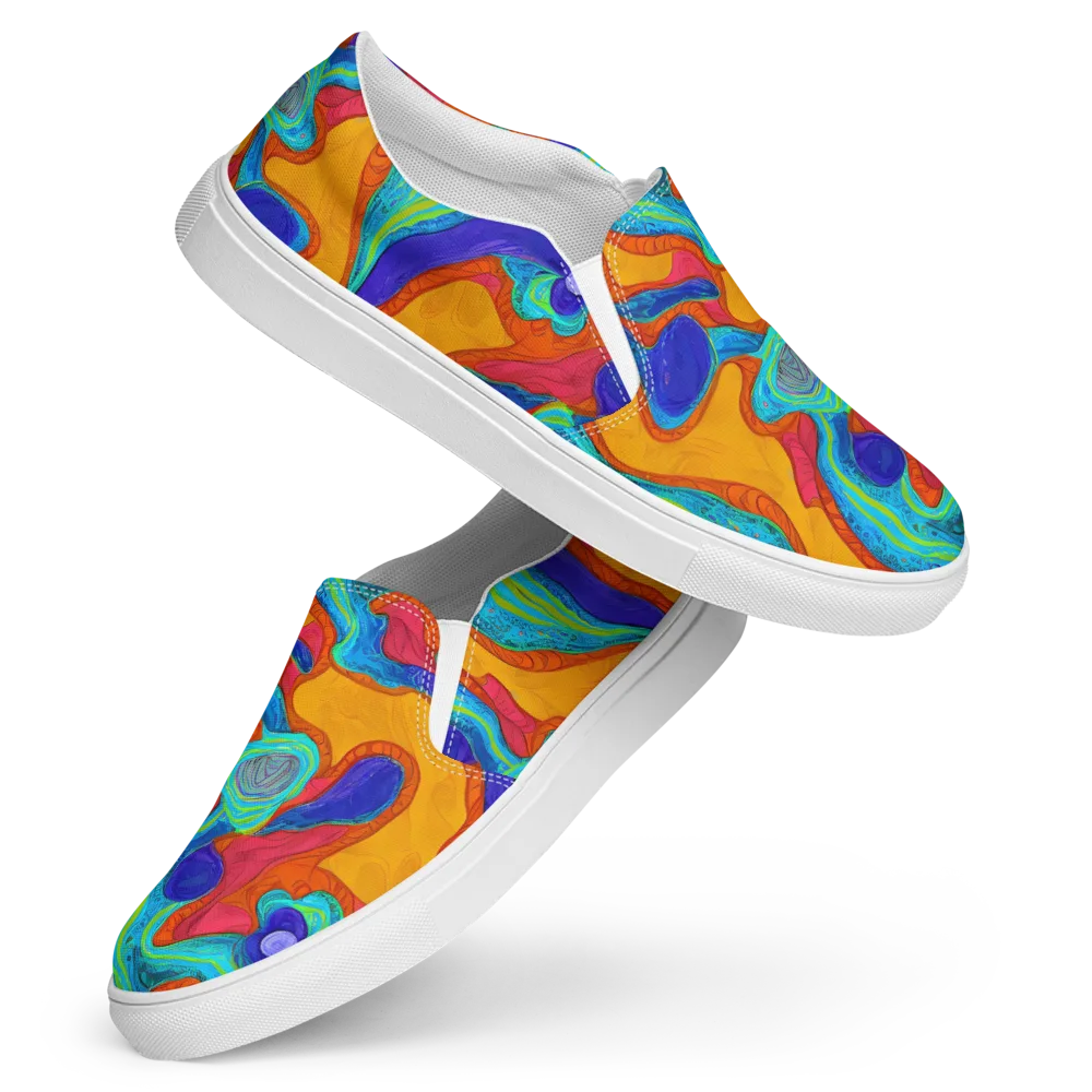 Tangerine Vortex on Women's Slip-On Canvas Shoes — Front