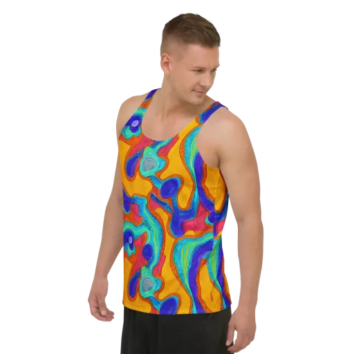 Tangerine Vortex on a Men's Tank Top