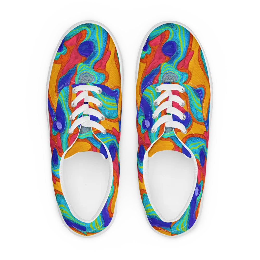Tangerine Vortex on Men's Lace-Up Canvas Shoes — Front