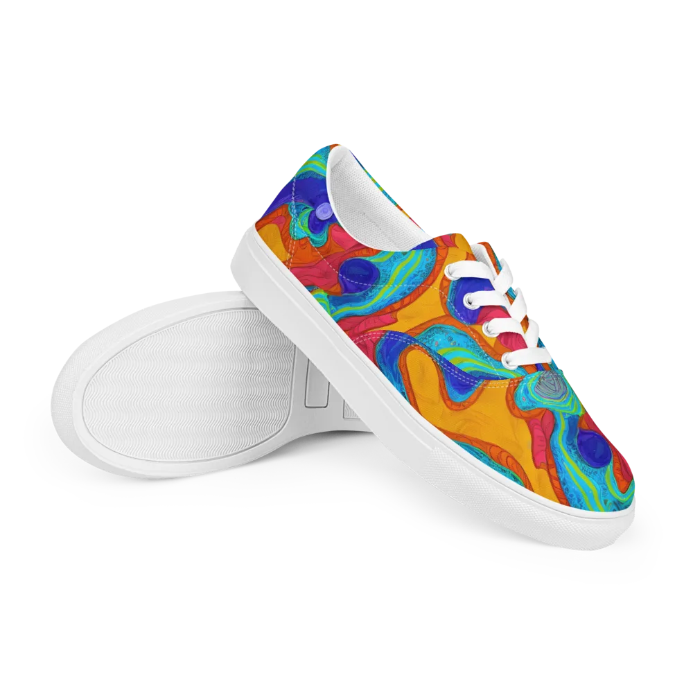 Tangerine Vortex on Men's Lace-Up Canvas Shoes — Right Front