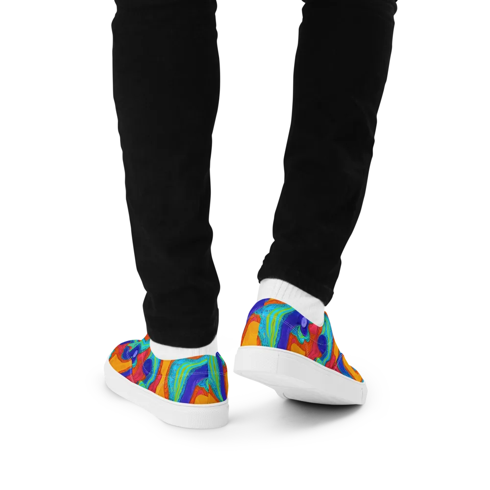 Tangerine Vortex on Men's Lace-Up Canvas Shoes — Back