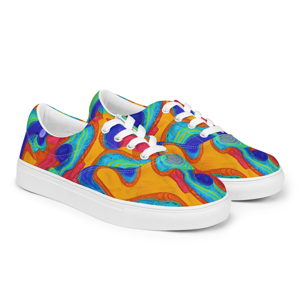 Tangerine Vortex on Men's Lace-Up Canvas Shoes — Right Front