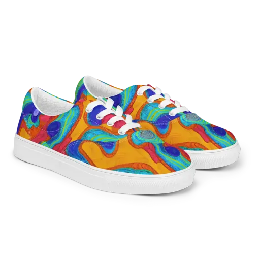Tangerine Vortex on a Men's Lace-Up Canvas Shoes