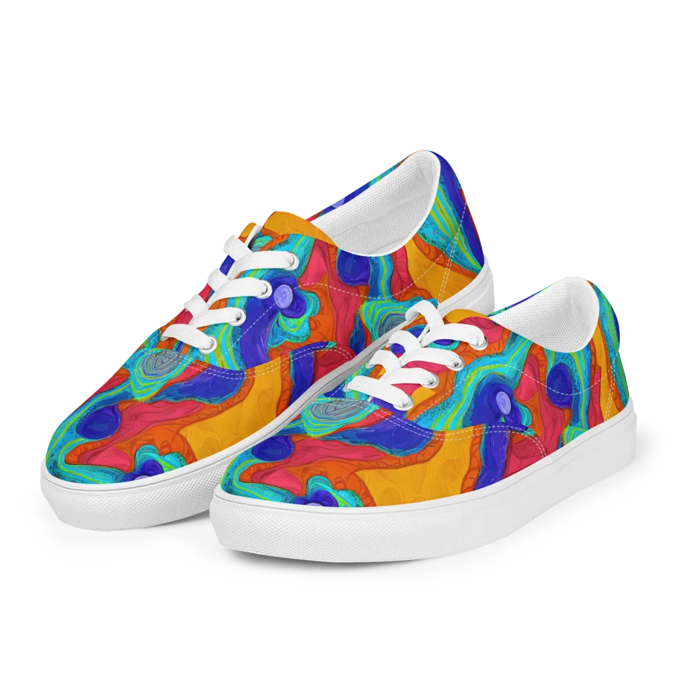Tangerine Vortex on Men's Lace-Up Canvas Shoes — Left Front
