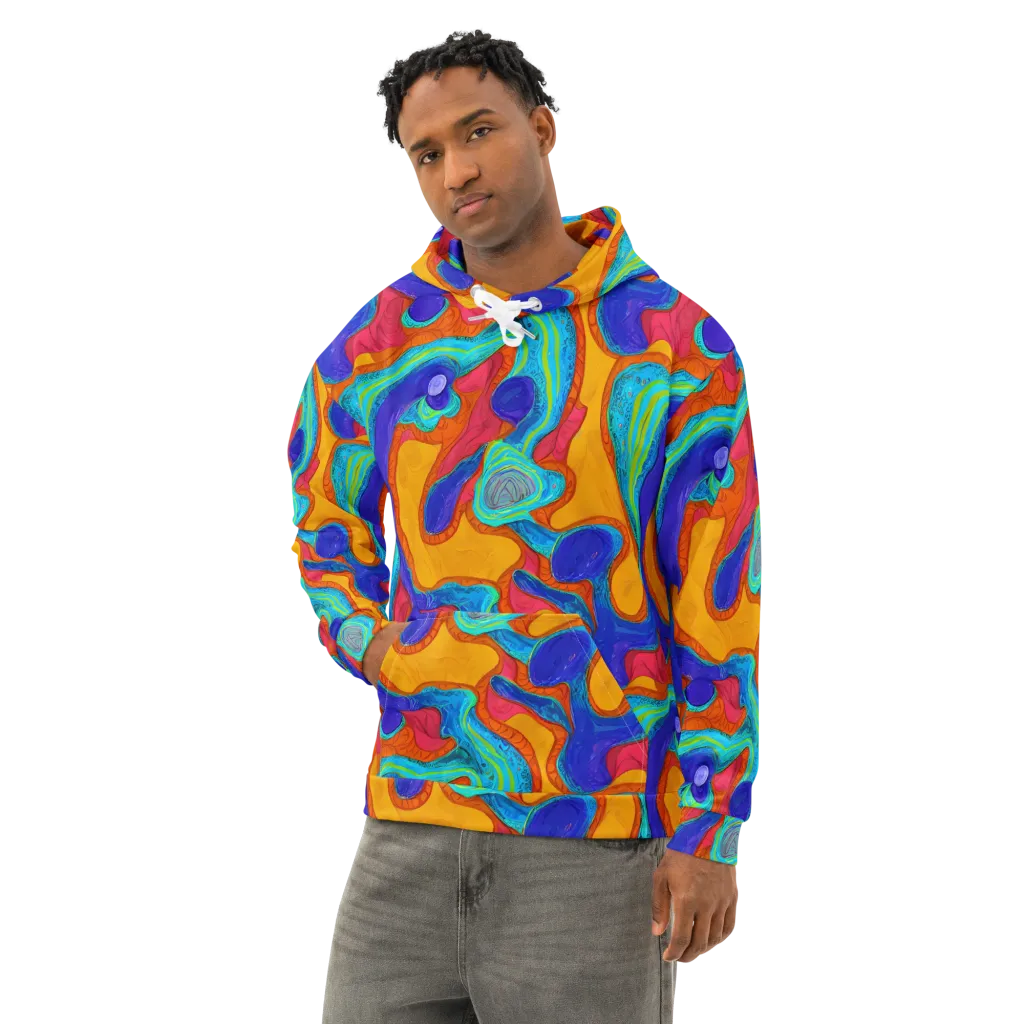 Tangerine Vortex on Cotton Hoodie — Left Front