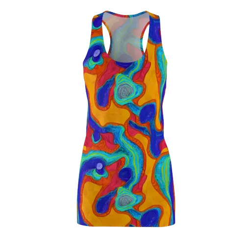 Tangerine Vortex on a Racerback Dress