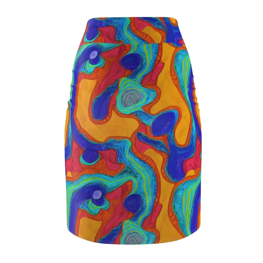 Tangerine Vortex on Pencil Skirt — Back