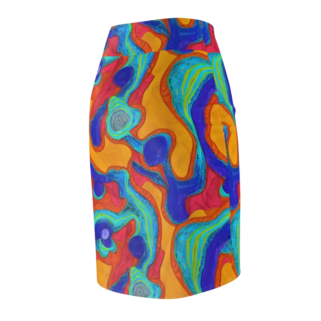 Tangerine Vortex on Pencil Skirt — Back Side