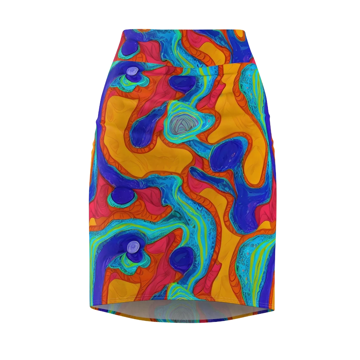 Tangerine Vortex on Pencil Skirt — Front