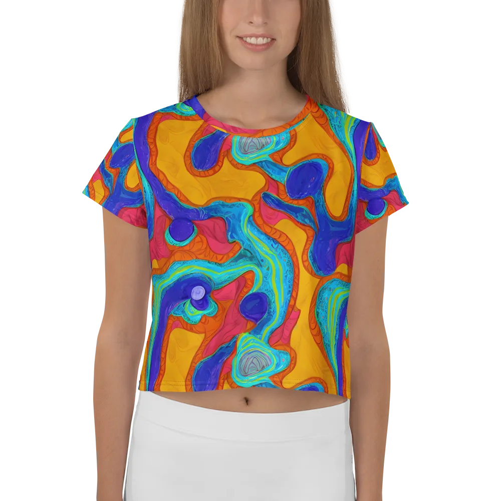 Tangerine Vortex on Crop Tee — Front