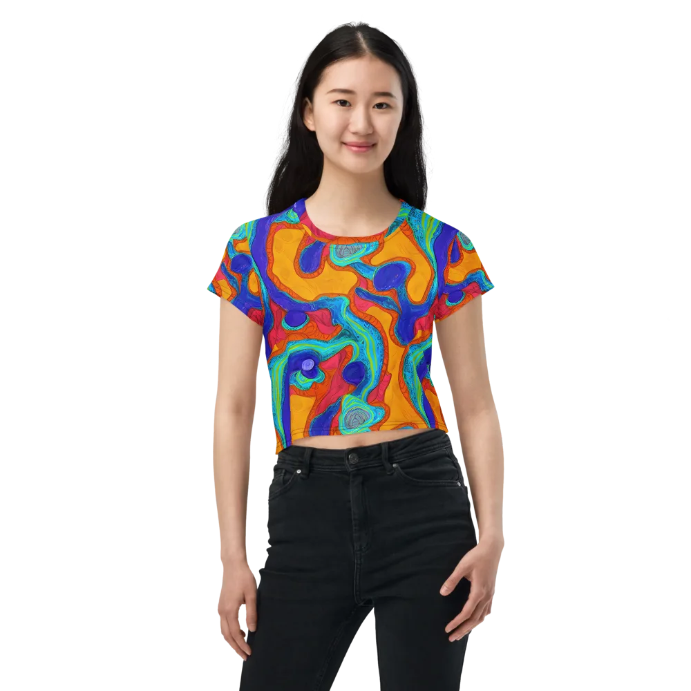 Tangerine Vortex on Crop Tee — Front
