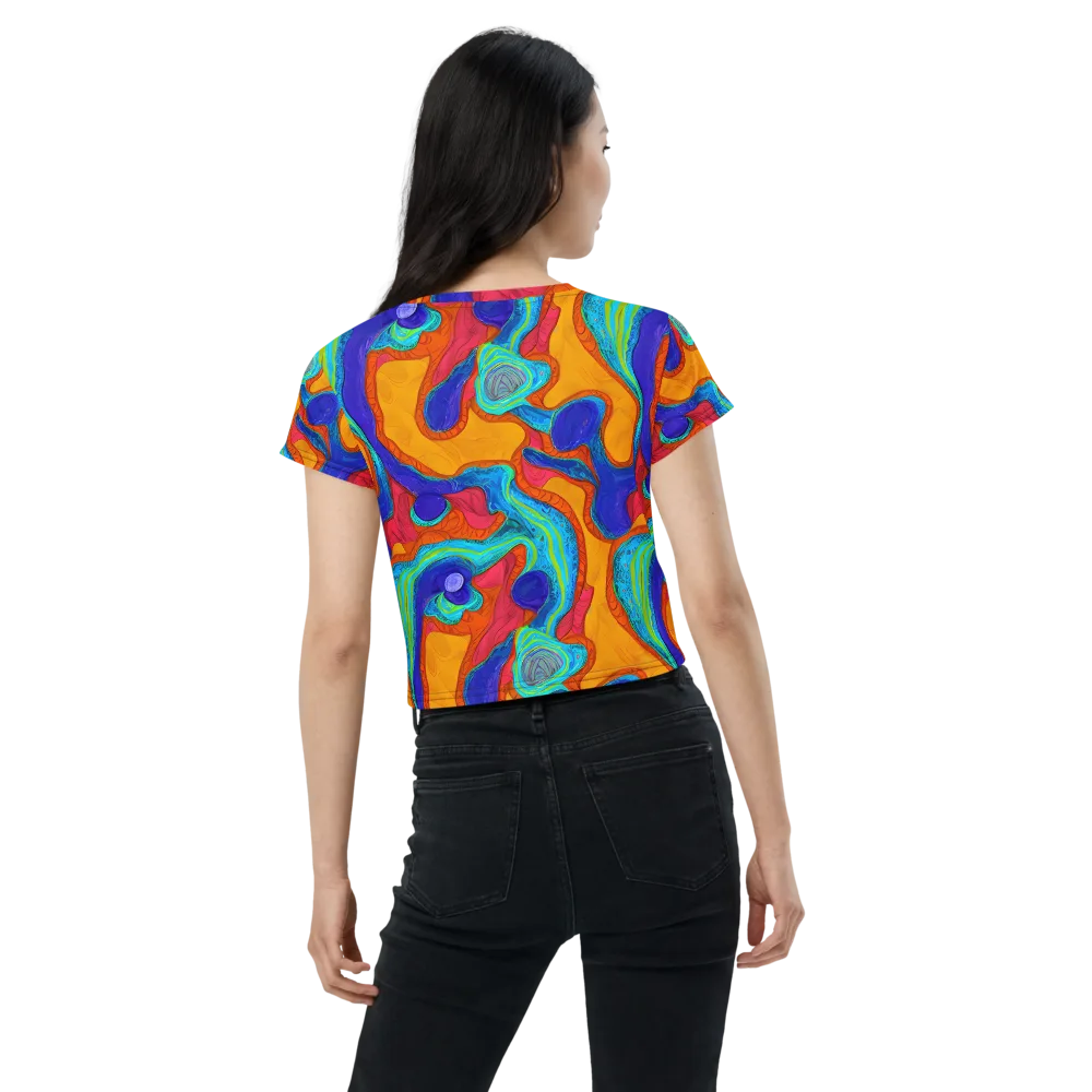 Tangerine Vortex on Crop Tee — Back