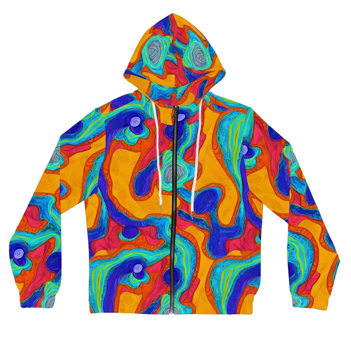 Tangerine Vortex on Women's Full-Zip Hoodie — Front